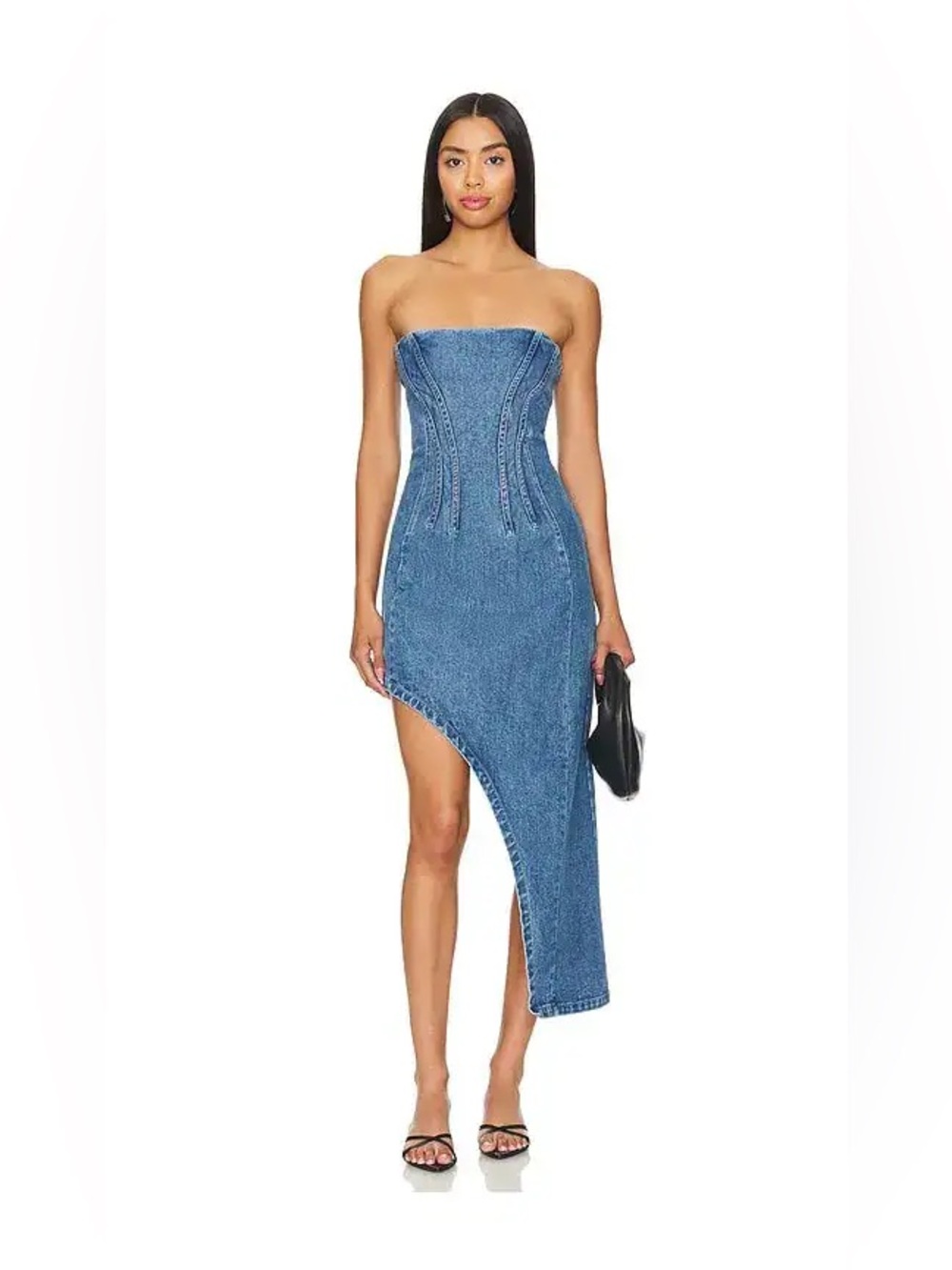 Bardot Anthropologie Amory Denim Midi Dress in Vintage Blue Size 6 NWT